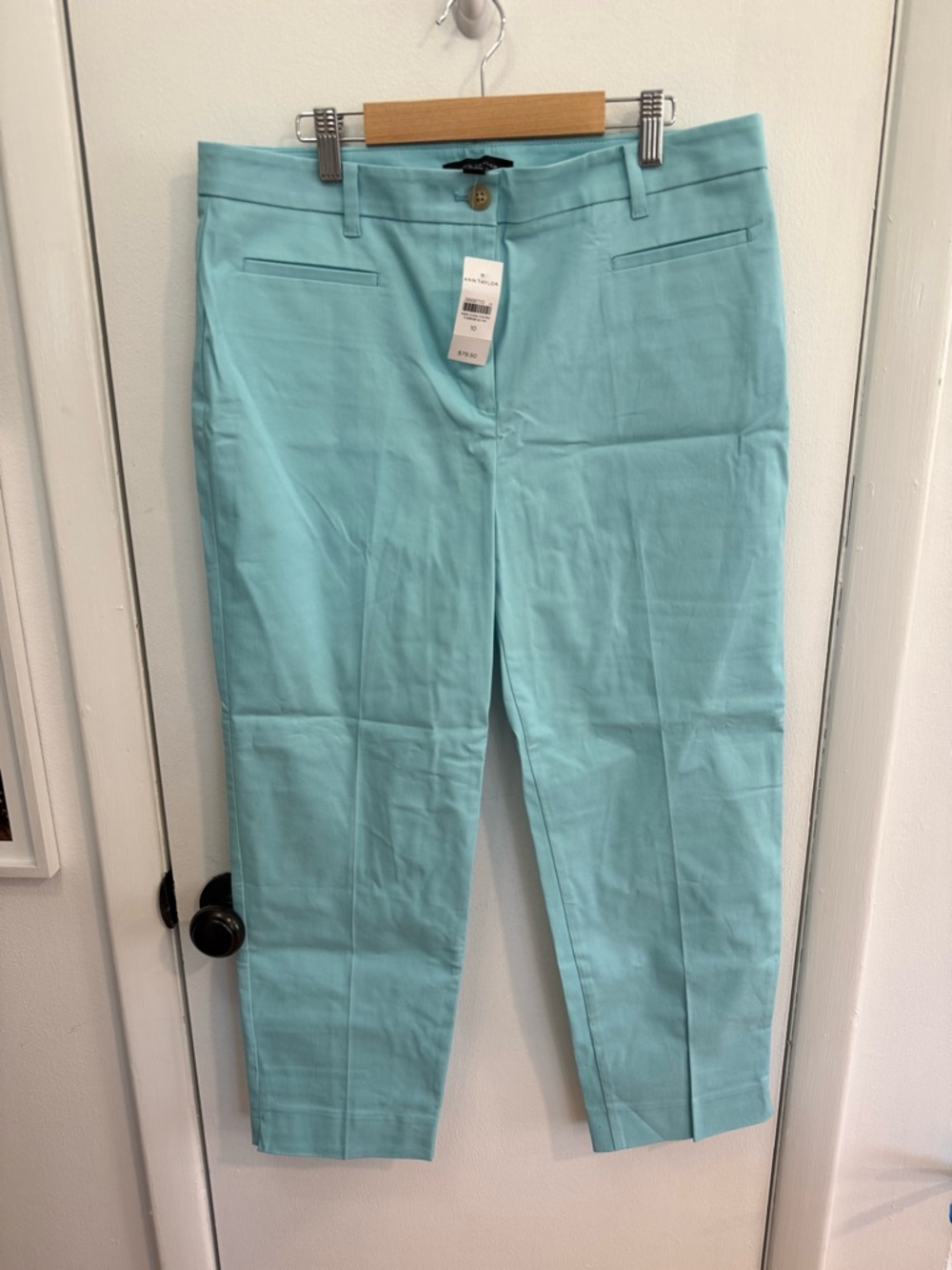 Ann Taylor Mint Cropped Straight-Leg Pants